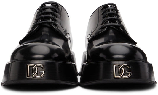 Dolce & Gabbana Black Leather Derby Shoes